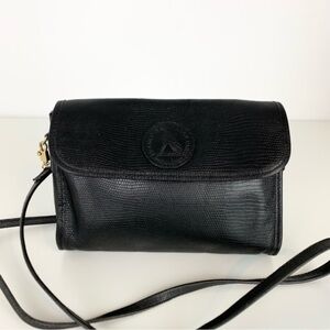 Francois Marot Purse Handbag Black Leather Black Textured Strap France Vtg